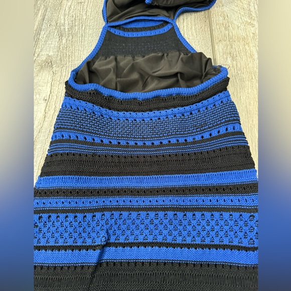 BEBE Knit Sweater Dress Bodycon with Back & Midriff Cutouts Halter - S/P (XSP) - Picture 8 of 9